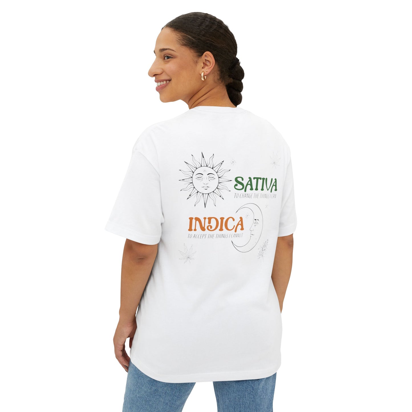 Sativa & Indica Graphic Tee — Sun & Moon Cannabis Shirt